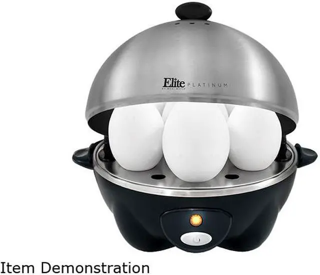 Alt view image 7 of 8 - Elite Platinum EGC-508 Egg Cooker with Stainless Steel Egg Tray and Lid, 7 Eggs, Black