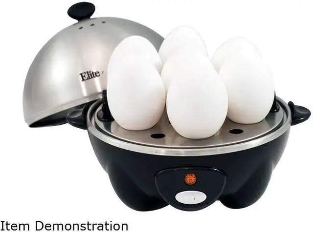Alt view image 8 of 8 - Elite Platinum EGC-508 Egg Cooker with Stainless Steel Egg Tray and Lid, 7 Eggs, Black