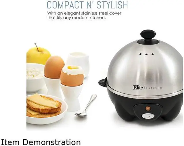 Alt view image 6 of 8 - Elite Platinum EGC-508 Egg Cooker with Stainless Steel Egg Tray and Lid, 7 Eggs, Black