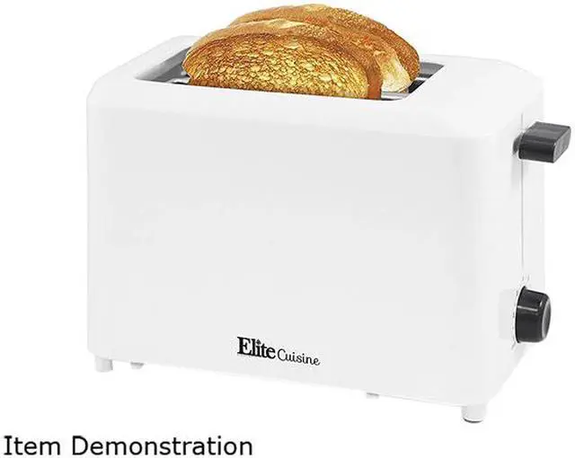 Alt view image 3 of 3 - Elite ECT-1027 White Cool Touch Toaster with Extra Wide 1.25" Slots for Bagels and Specialty Breads, 2 Slices, Black