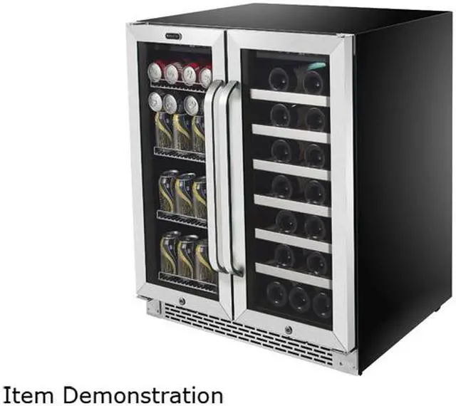 Alt view image 5 of 7 - Whynter BWB-3388FDS 33 standard 750ml wine bottles
88 standard 12oz cans 30" Built-In French Door Dual Zone 33 Bottle Wine Refrigerator 88 Can Beverage Center