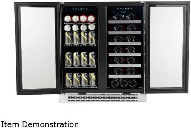 Alt view image 4 of 7 - Whynter BWB-3388FDS 33 standard 750ml wine bottles
88 standard 12oz cans 30" Built-In French Door Dual Zone 33 Bottle Wine Refrigerator 88 Can Beverage Center