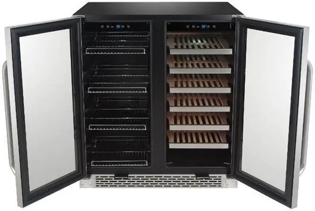 Alt view image 2 of 7 - Whynter BWB-3388FDS 33 standard 750ml wine bottles
88 standard 12oz cans 30" Built-In French Door Dual Zone 33 Bottle Wine Refrigerator 88 Can Beverage Center