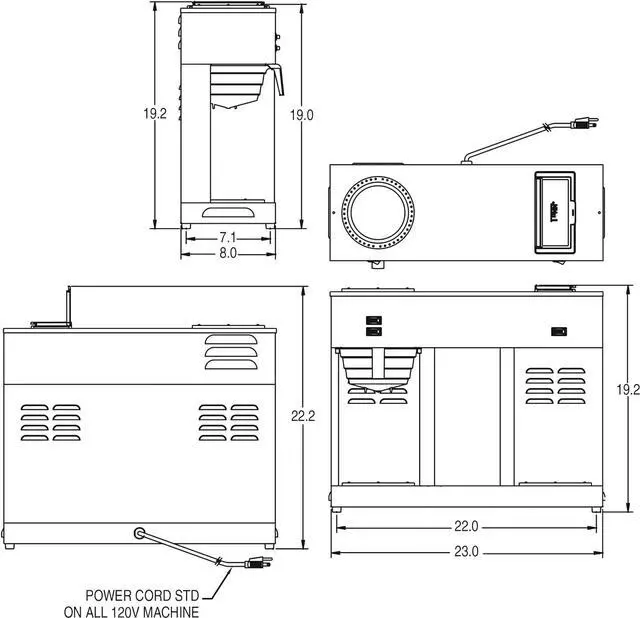 Alt view image 5 of 5 - BUNN VPS 12-Cups Pourover Coffee Brewer w/ 3 Warming Stations, Black