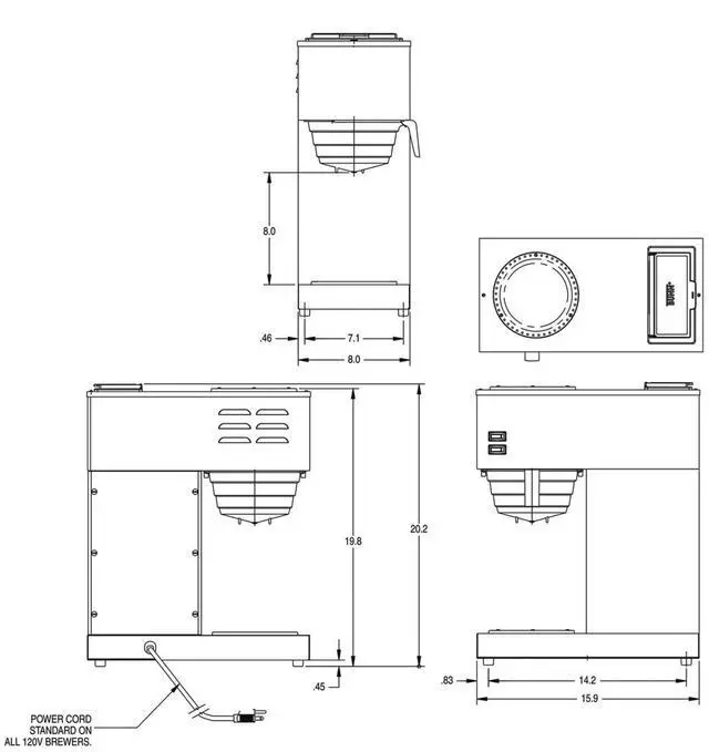 Alt view image 2 of 2 - BUNN VPR with 2 Glass Decanters (1 Upper/1 Lower Warmer) 12 Cup Pourover Coffee Brewer with 2 Warmers