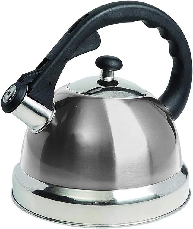Main image of MR. COFFEE 108075.01 Stainless Steel Claredale 2.2 Qt Whistling Tea Kettle-Brushed SS, Stainless Steel