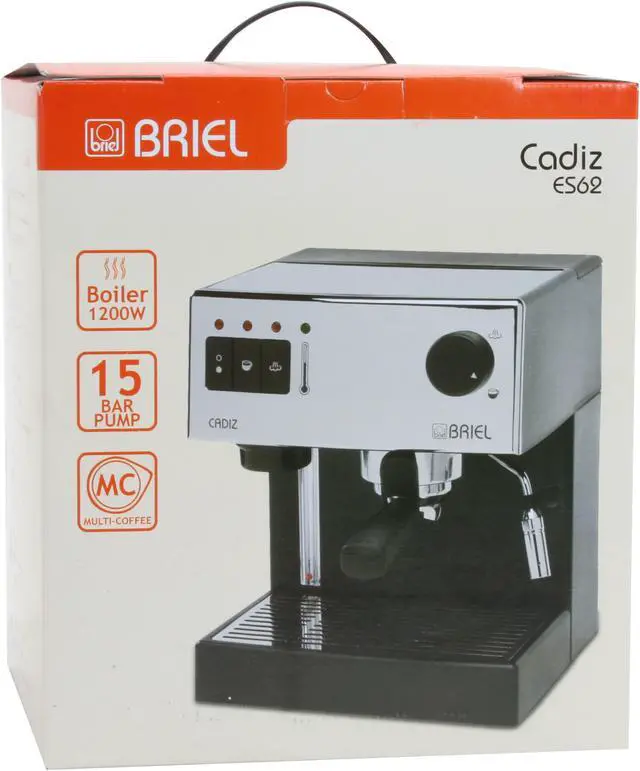Alt view image 13 of 13 - BRIEL ES62AFB Cadiz Espresso Machine Silver/Black
