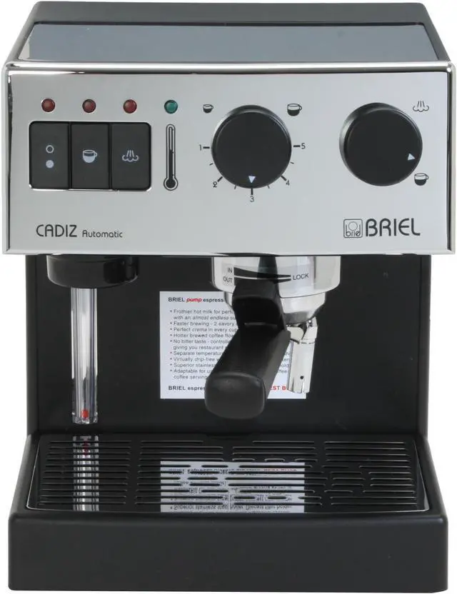 Alt view image 2 of 13 - BRIEL ES62AFB Cadiz Espresso Machine Silver/Black