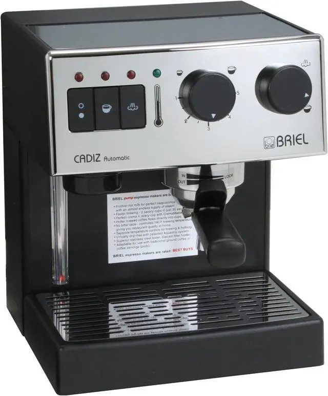 Alt view image 3 of 13 - BRIEL ES62AFB Cadiz Espresso Machine Silver/Black