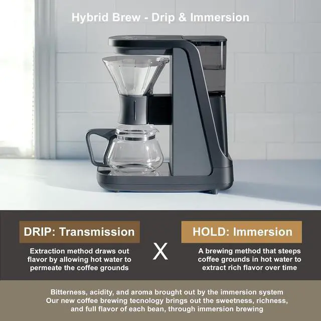 Alt view image 4 of 9 - Tiger Hybrid Automatic Coffee Maker - Pour Over Coffee Maker & Immersion Brewing Coffee Machine, Innovative Design for Outstanding Brew, Black?, 6 Cup, 24 ounce, 0.72L, ADF-A06U