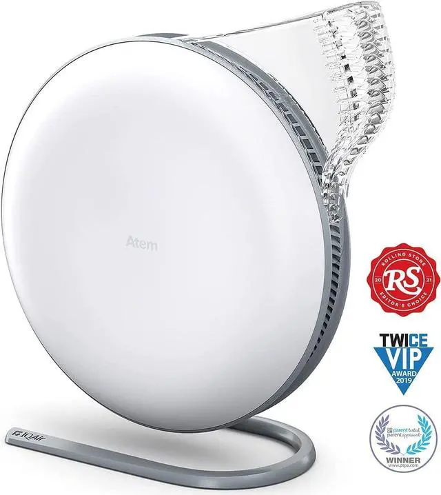 Alt view image 2 of 7 - IQAir Atem Desk Air Purifier for Home, Office, Desktop, Small Room up to 300 sq ft, HyperHEPA Technology for Bacteria, Viruses, Allergens, Pets, Asthma Triggers, Swiss Design, Made in Germany, White