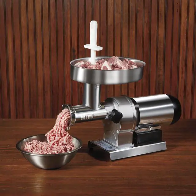 Alt view image 4 of 4 - WestonSupply 09-1201-W Silver Butcher Series #12 Meat Grinder - .75 HP