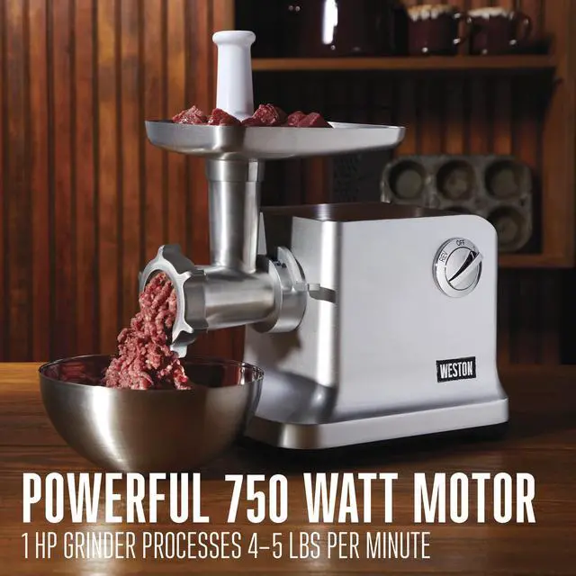 Alt view image 3 of 6 - The Weston® #12 Electric Meat Grinder & Sausage Stuffer - 750 watt  -1 hp motor 120 V