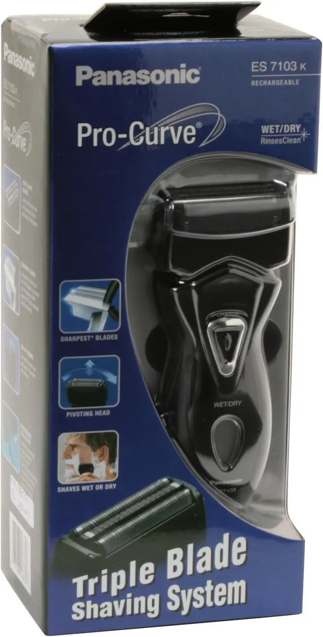 Alt view image 12 of 15 - Panasonic ES7103K Pro-Curve Wet/Dry Shaver with Triple Blade