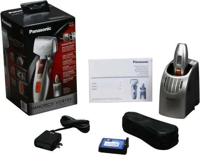 Alt view image 11 of 11 - Panasonic Vortex Shaver with Nanotech Blades, Wood & Gold Accents, Wet/Dry Technology, HydraClean System, Pivot Action Selector and Turbo Cleaning Mode ES8228S