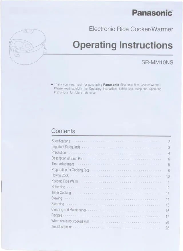 Alt view image 12 of 13 - Panasonic SR-MM10NS-W Neuro Fuzzy Electronic Rice Cooker / Warmer