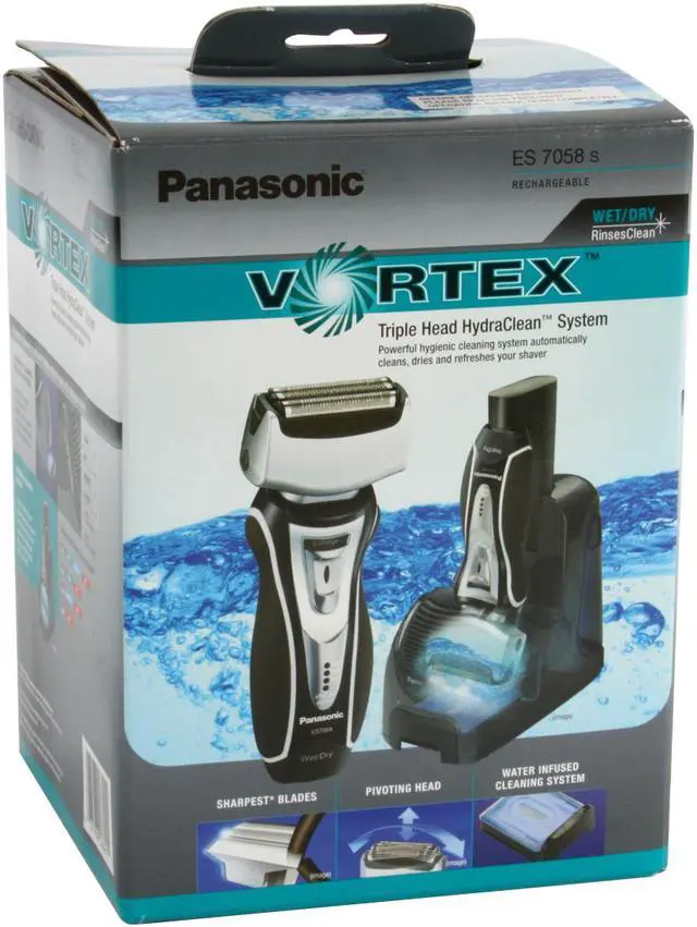 Alt view image 10 of 10 - Panasonic ES7058S Vortex Triple Head HydraClean System Men's Trimmer