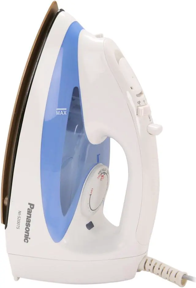 Alt view image 2 of 7 - Panasonic NI-S200TS Steam Iron with Curved Non-Stick Coated Titanium Soleplate White & Blue
