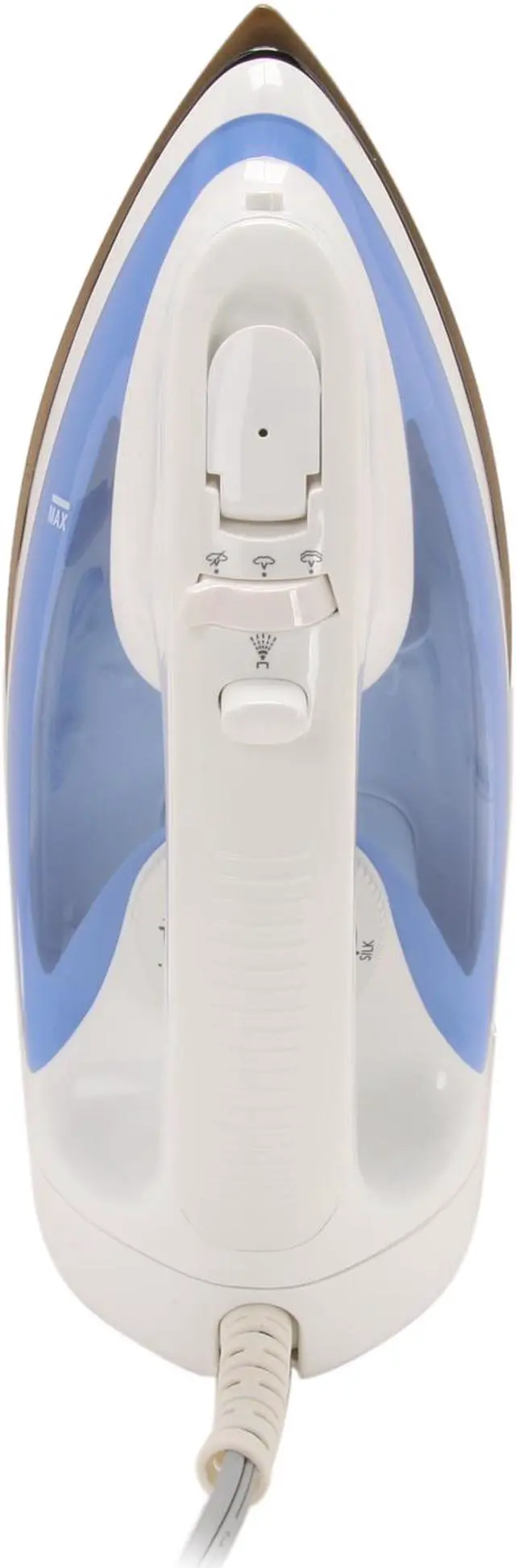 Alt view image 3 of 7 - Panasonic NI-S200TS Steam Iron with Curved Non-Stick Coated Titanium Soleplate White & Blue