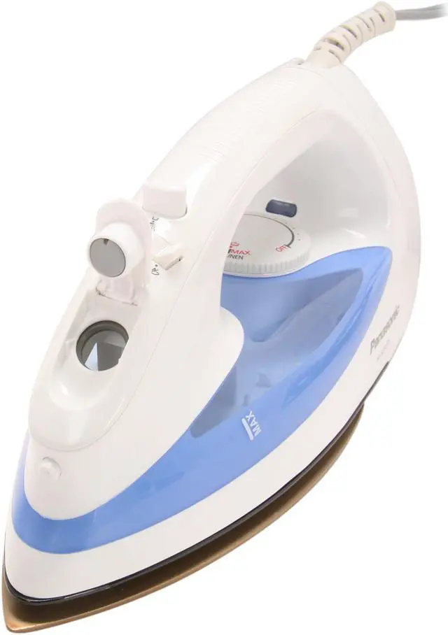 Alt view image 6 of 7 - Panasonic NI-S200TS Steam Iron with Curved Non-Stick Coated Titanium Soleplate White & Blue