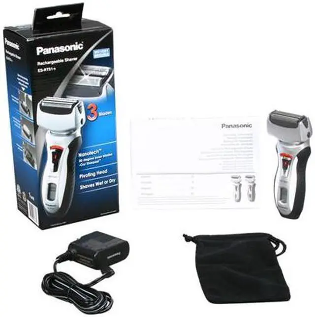 Alt view image 8 of 8 - Panasonic Wet/Dry Pivoting Head Shaver, with 3-Blade Cutting System, 30° Nanotech blades, 10,000 RPM, LCD, and Pop-up Trimmer ES-RT51-S
