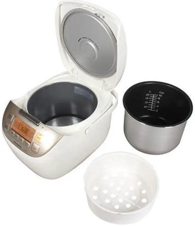 Alt view image 7 of 8 - Panasonic SR-MS183 White w/ stainless trim Microcomputer Controlled Fuzzy Logic 10 Cups (Uncooked)/20 Cups (Cooked) Rice Cooker