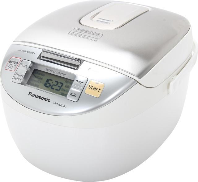 Panasonic SR-MGS102 White w/ Stainless Trim Microcomputer Controlled Fuzzy  Logic 5-Cups Uncooked and 10-Cups Cooked Rice Cooker