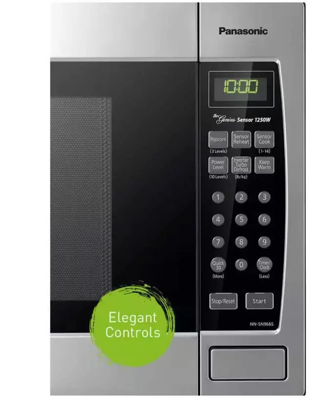 Alt view image 5 of 12 - Panasonic 2.2-cu. ft. 1250W Countertop Microwave with Inverter Technology, Stainless Steel (NN-SN95HS)