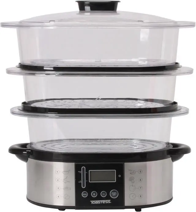 Alt view image 6 of 9 - Toastess TVS-347 Silhouette Stainless Steel Food Steamer & Rice Cooker