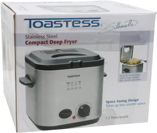 Alt view image 10 of 10 - TOASTESS TDF-361 Silhouette Stainless Steel Compact Deep Fryer