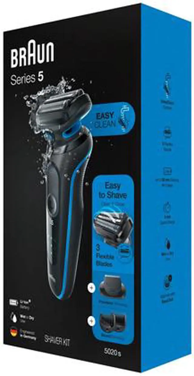 Alt view image 6 of 6 - BRAUN 5020S Series 5 Wet & Dry Shaver with 1 Attachment, Blue