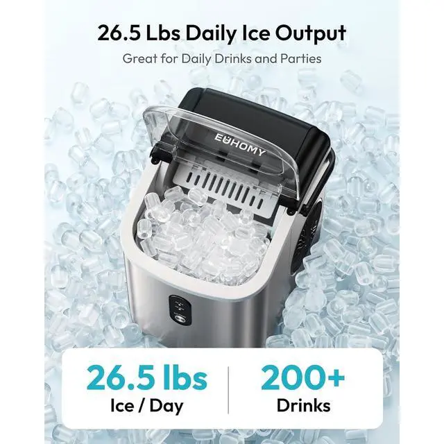 Alt view image 3 of 4 - Euhomy IM003BSI Silver Countertop Portable Bullet Ice Maker