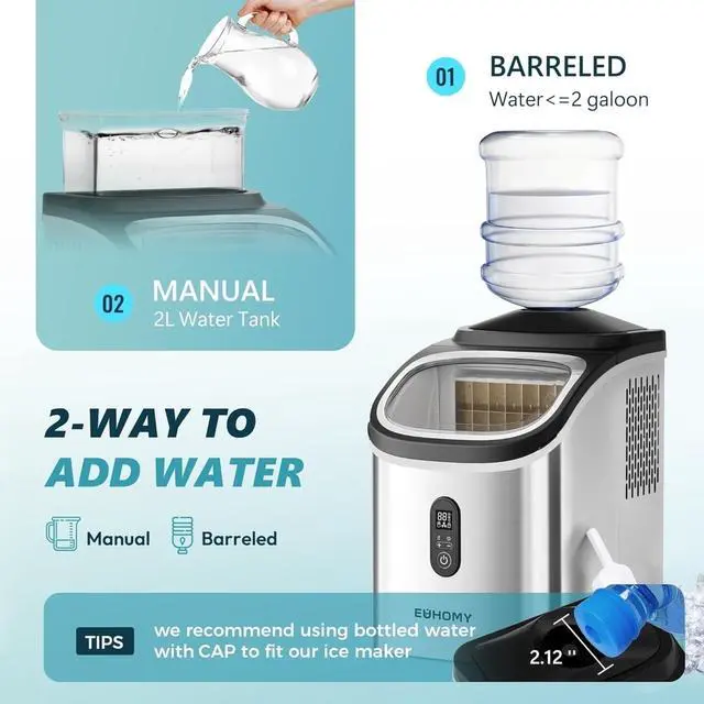 Alt view image 4 of 5 - Euhomy IM005CSI Silver Countertop Portable Cube Ice Maker With External Water Tank
