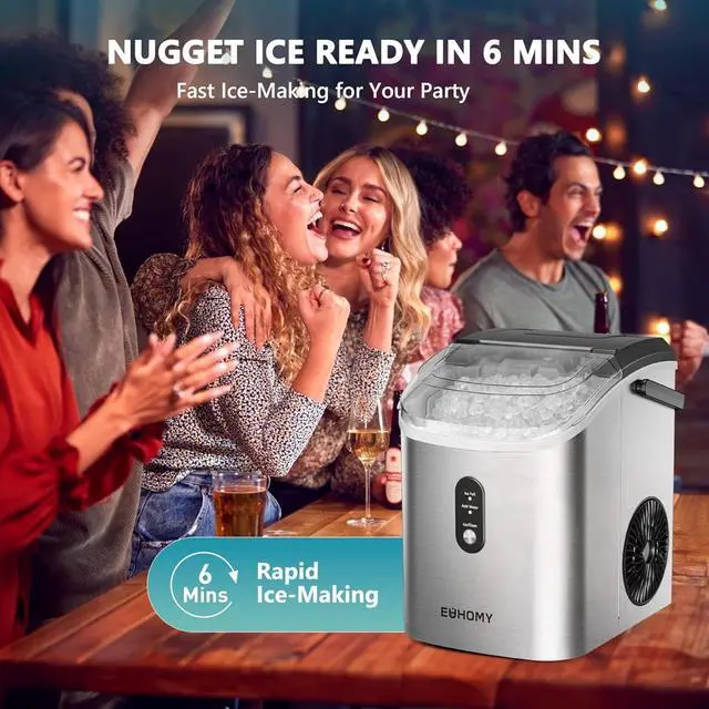 Alt view image 5 of 5 - Euhomy IM002NSI Silver Countertop Portable Nugget Ice Maker