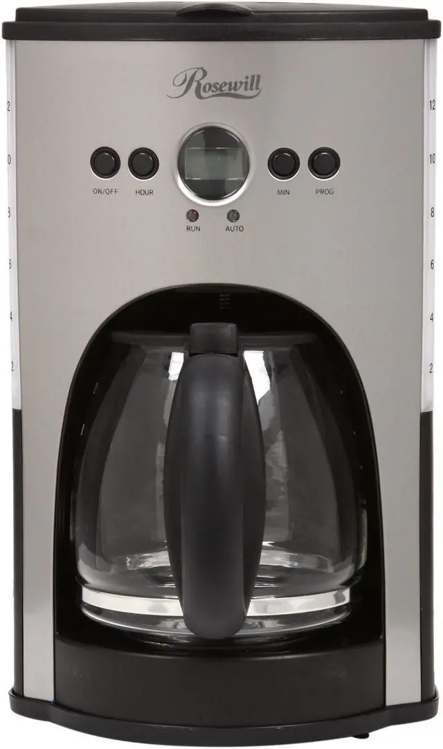 Alt view image 2 of 7 - Rosewill RHCM-11001 Chrome/Black 12-Cup Programmable Coffeemaker