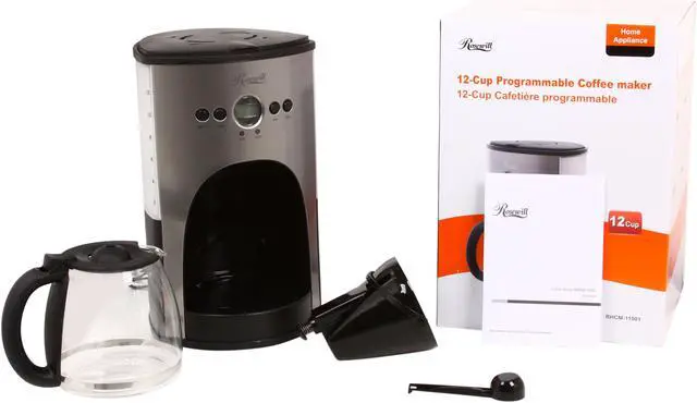 Alt view image 7 of 7 - Rosewill RHCM-11001 Chrome/Black 12-Cup Programmable Coffeemaker