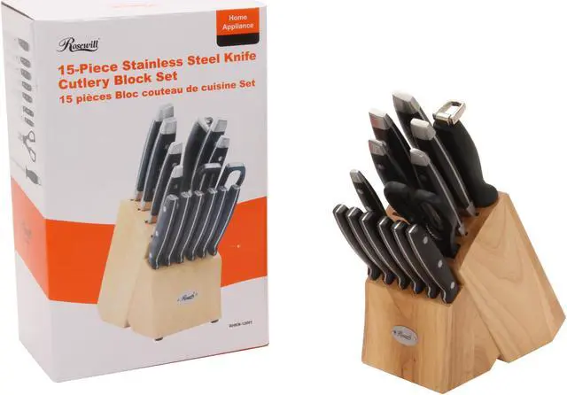 Alt view image 6 of 6 - Rosewill RHKN-12001 15-Piece Stainless Steel Knife Cutlery Block Set
