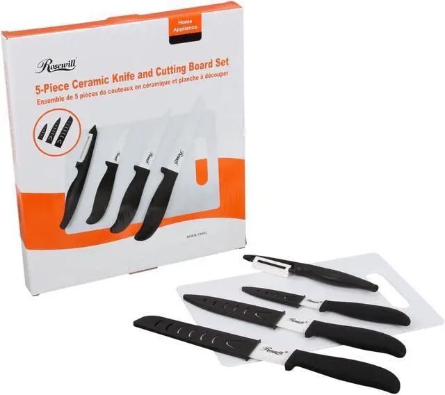 Alt view image 5 of 5 - Rosewill RHKN-13002 5-Piece Ceramic Knife and Cutting Board Set - Black Handle