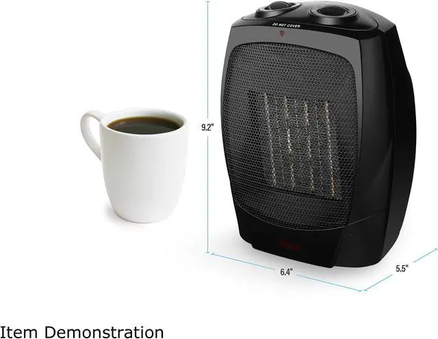 Alt view image 5 of 6 - Rosewill RHAH-13001 Space Heater | Small Room Heater with Adjustable Thermostat | Ceramic Element | Safety Tip Over Switch |1500 Watt Quick Heat, RHAH-13001
