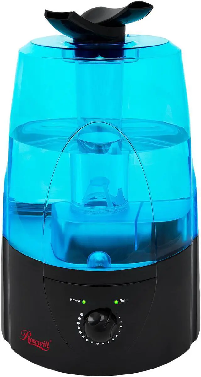 Main image of Rosewill RHHD-14002 - Ultrasonic Humidifier - Dual Cool Mist, 1.3 Gallon (5L) Tank Capacity, Auto Shut-Off with LED Night Light - Black