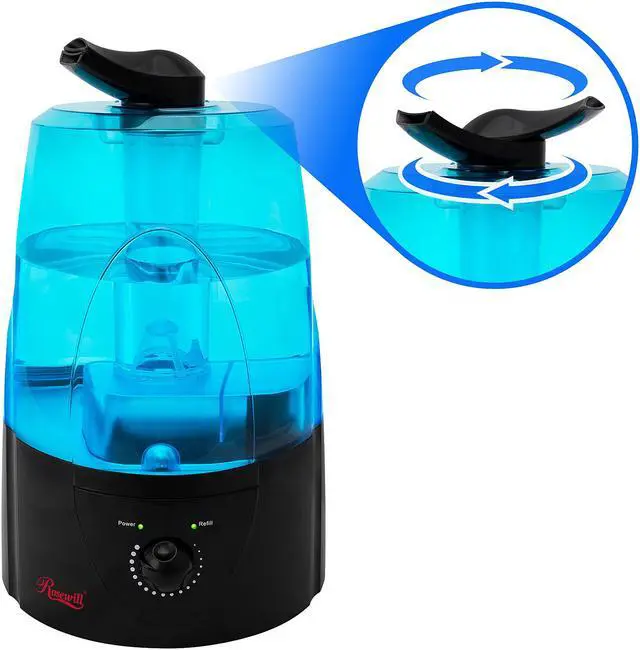 Alt view image 2 of 6 - Rosewill RHHD-14002 - Ultrasonic Humidifier - Dual Cool Mist, 1.3 Gallon (5L) Tank Capacity, Auto Shut-Off with LED Night Light - Black