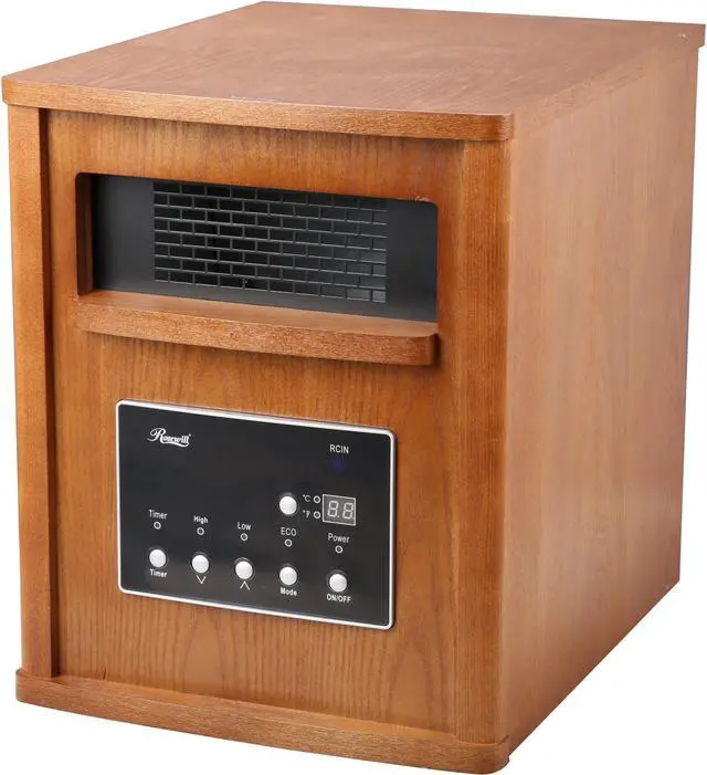 Alt view image 2 of 6 - Rosewill RHWH-14002 - 1500-Watt Room Heater in a Stylish Wooden Cabinet with 6 Infrared Tubes and Remote – Oak