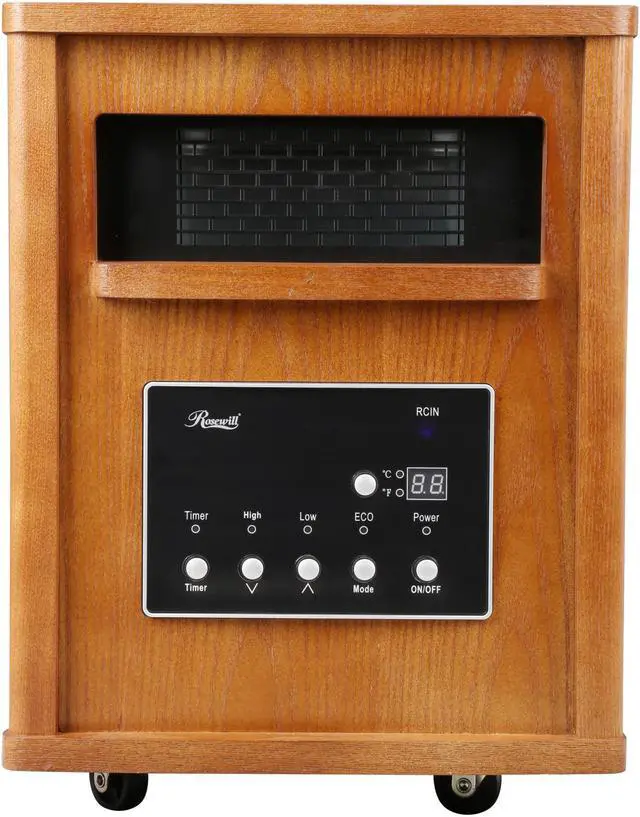 Main image of Rosewill RHWH-14002 - 1500-Watt Room Heater in a Stylish Wooden Cabinet with 6 Infrared Tubes and Remote – Oak