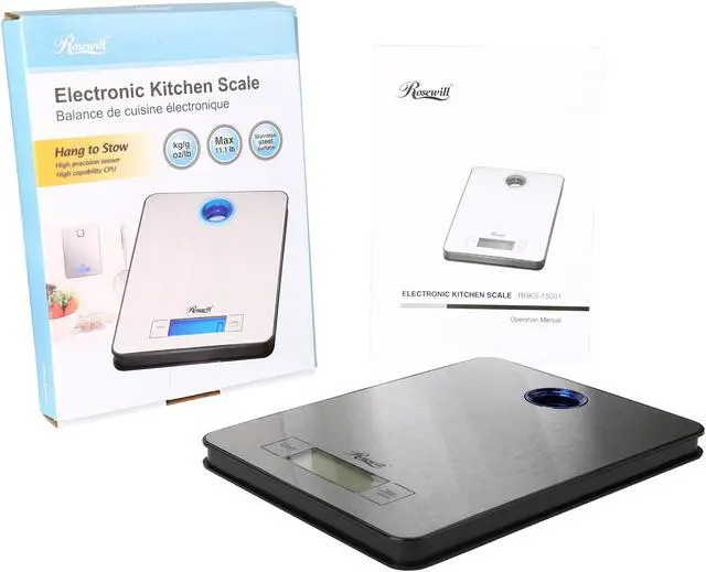 Alt view image 7 of 7 - Rosewill Electronic High Precision "Strain Gauge" Sensor Kitchen Scale, Silver