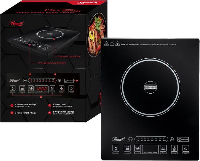 Alt view image 11 of 11 - Rosewill 1800W Portal Induction Cooktop Burner | Large Digital Screen Display | 1800 Watt | 5 Pre-Programmed Cooktop Settings | Stainless Steel Pot Included | 10" 3.5 QT - RHAI-15001