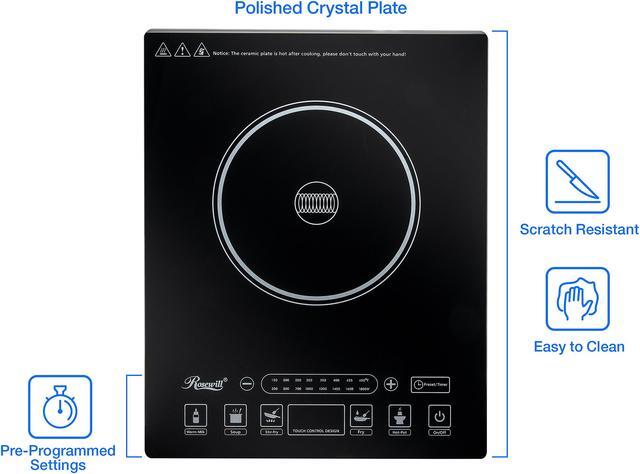 Alt view image 4 of 11 - Rosewill 1800W Portal Induction Cooktop Burner | Large Digital Screen Display | 1800 Watt | 5 Pre-Programmed Cooktop Settings | Stainless Steel Pot Included | 10" 3.5 QT - RHAI-15001