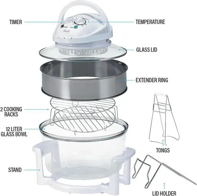 Alt view image 5 of 8 - Rosewill Infrared Halogen Convection Oven, 18-Qt, Bake, Broil, Steam, Roast and Grill, 257 to 482 Fahrenheit Temperature Range, 60-Minute Timer, Extender Ring - (R-HCO-15001)