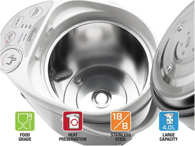 Alt view image 5 of 8 - Rosewill Electric Hot Water Boiler and Warmer, 4.0 Liter Hot Water Dispenser, Stainless Steel | Great for Coffee, Tea, Soup, or Hot Cereal | White, R-HAP-15002