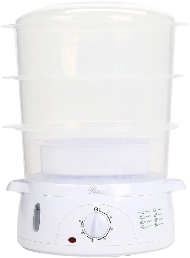 Alt view image 4 of 8 - Rosewill 3 Tier Electric Food Steamer with BPA-Free Stackable Baskets, 60-Minute Timer, Auto Shut-Off, Dishwasher Safe, Rice Bowl Included, 9.5-Qt, 800W - RHST-15001