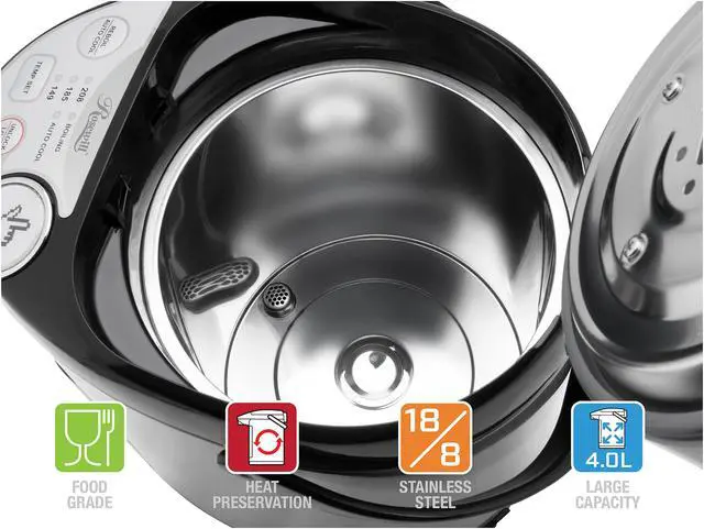 Alt view image 4 of 8 - Rosewill RHAP-16002 Electric Hot Water Boiler and Warmer, 4.0 Liter Hot Water Dispenser, Stainless Steel | Great for Coffee, Tea, Soup, or Hot Cereal | White